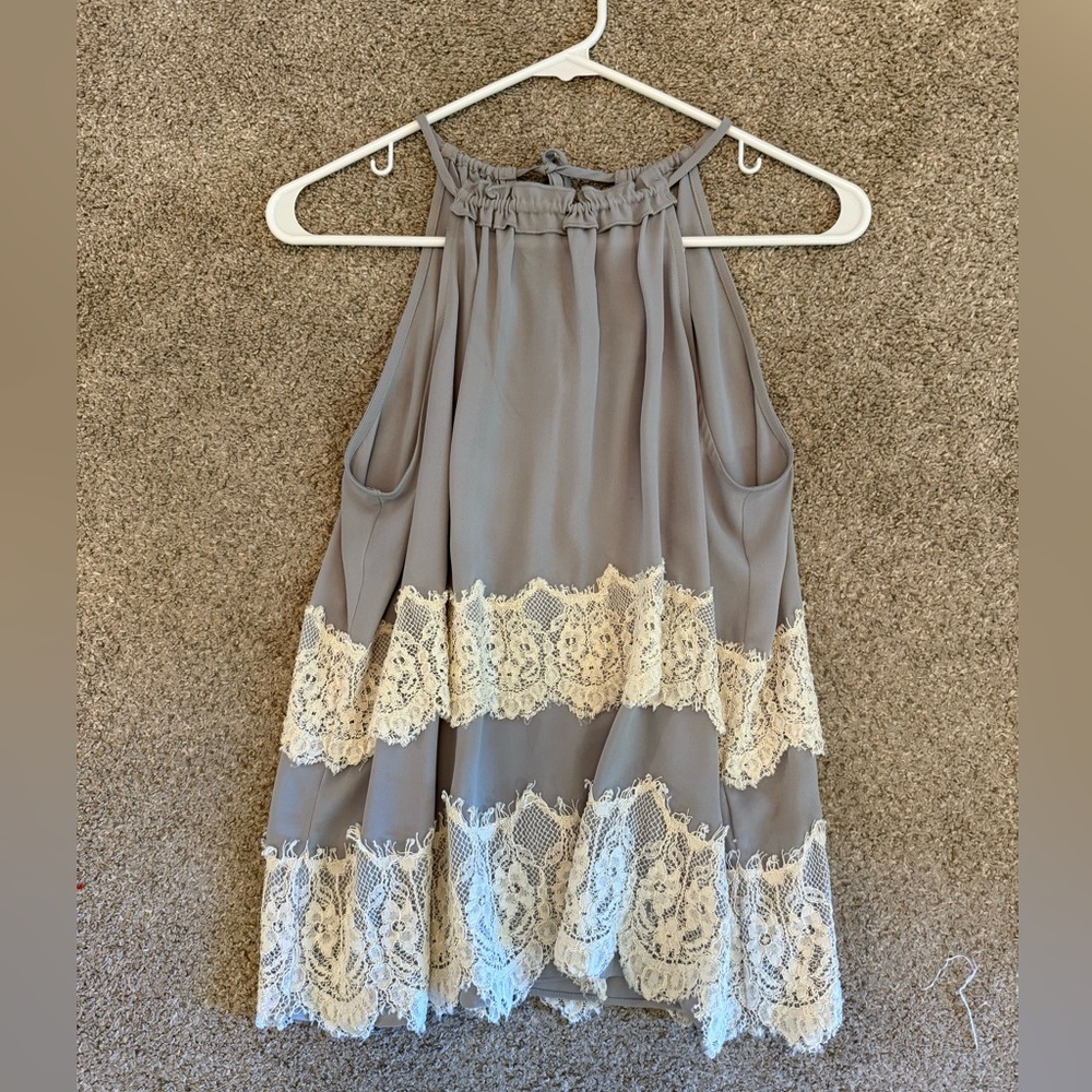 Loft Gray Lace Halter Top
